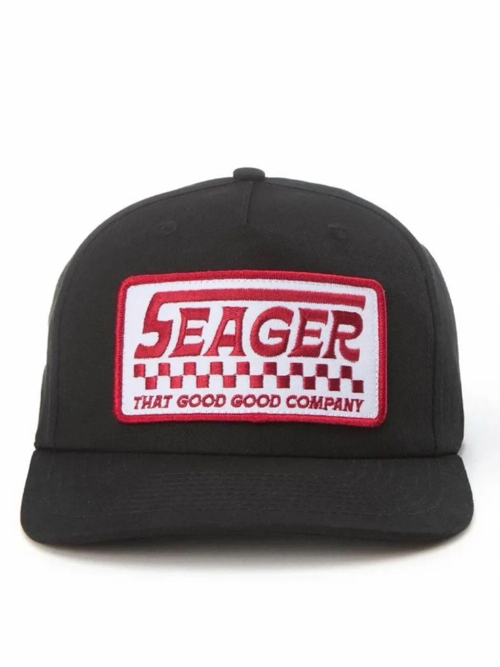Seager NWT Black Snapback Hat with Red & White Patch Logo